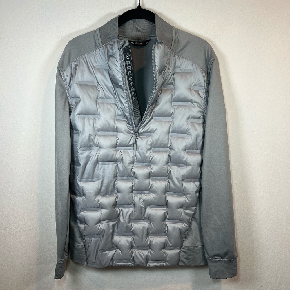 Levelwear Ultralite 1/4 Zip Pullover Jacket Gray  Down Puffer Hybrid Logo  Small
